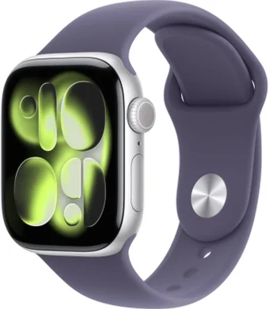 Умные часы Apple Watch Series 11 46 мм (алюминиевый корпус, серебристый/фиолетовый туман, спортивный силиконовый ремешок S/M) MEV94 - фото1