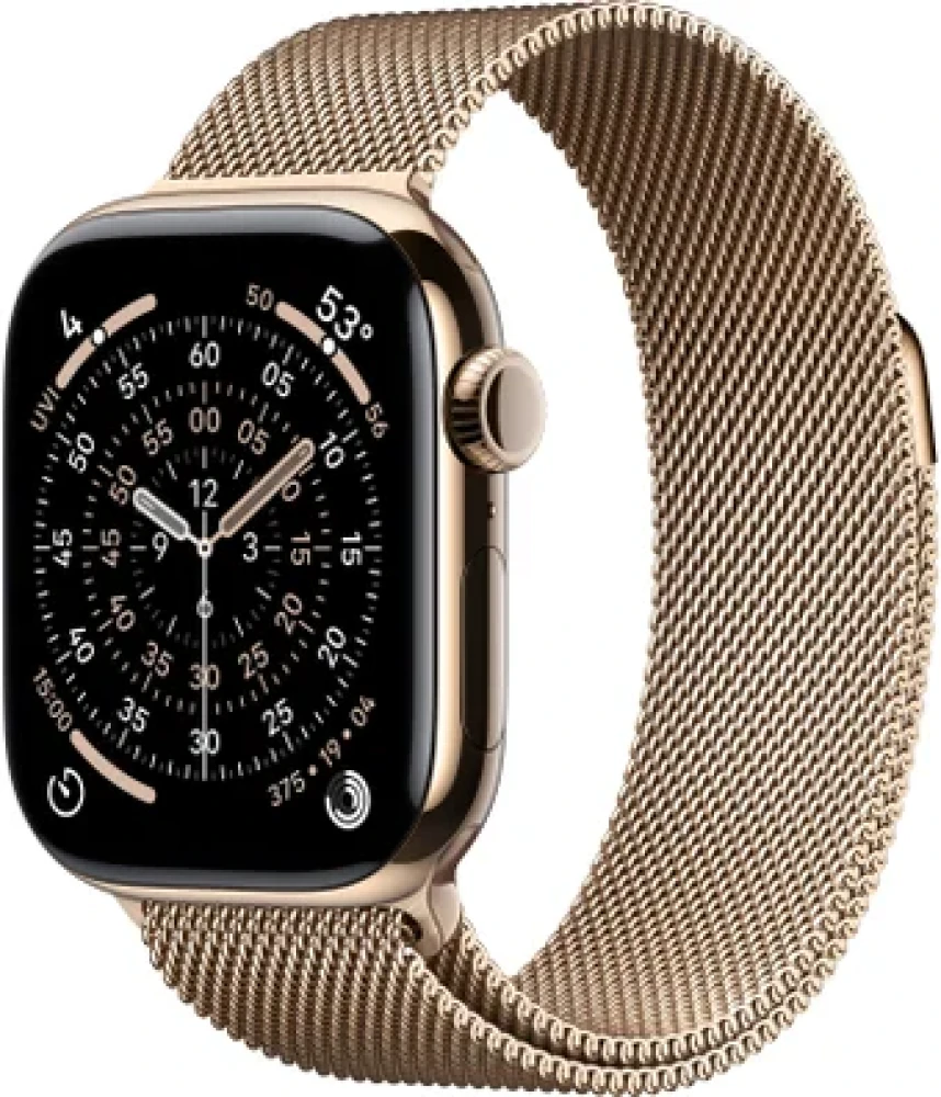 Умные часы Apple Watch Series 11 LTE 46 мм (титановый корпус, золотистый/золотистый, миланская петля – S/M) MFD74 - фото1