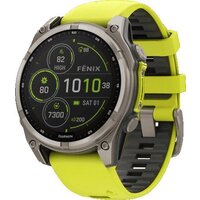 Умные часы Garmin Fenix 8 Solar, Sapphire 47мм (титановый серый с желтым ремешком) - фото1