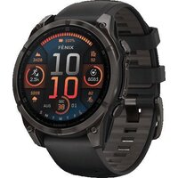 Умные часы Garmin Fenix 8 Sapphire, Titanium 47мм (угольно-черный DLC, пепельно-черный силиконовый ремешок) - фото1
