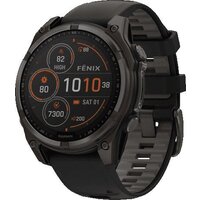 Умные часы Garmin Fenix 8 Solar, Sapphire 47мм (титановый угольно-серый DLC с черным ремешком) - фото1