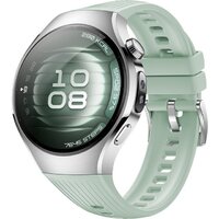 Умные часы Huawei Watch 5 42 мм (серебристый, с зеленым силиконовым ремешком, международная версия) - фото1