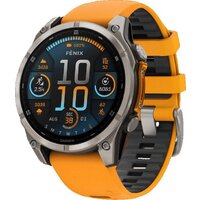 Умные часы Garmin Fenix 8 Sapphire, Titanium 47мм (светло-серый, оранжевый силиконовый ремешок) - фото1