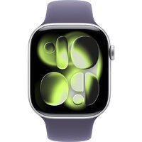 Умные часы Apple Watch Series 11 46 мм (алюминиевый корпус, серебристый/фиолетовый туман, спортивный силиконовый ремешок M/L) - фото2