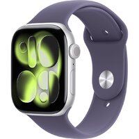 Умные часы Apple Watch Series 11 46 мм (алюминиевый корпус, серебристый/фиолетовый туман, спортивный силиконовый ремешок M/L) - фото1