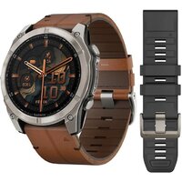 Умные часы Garmin Fenix 8 Sapphire 51мм (титановый, каштановый кожаный ремешок) - фото1